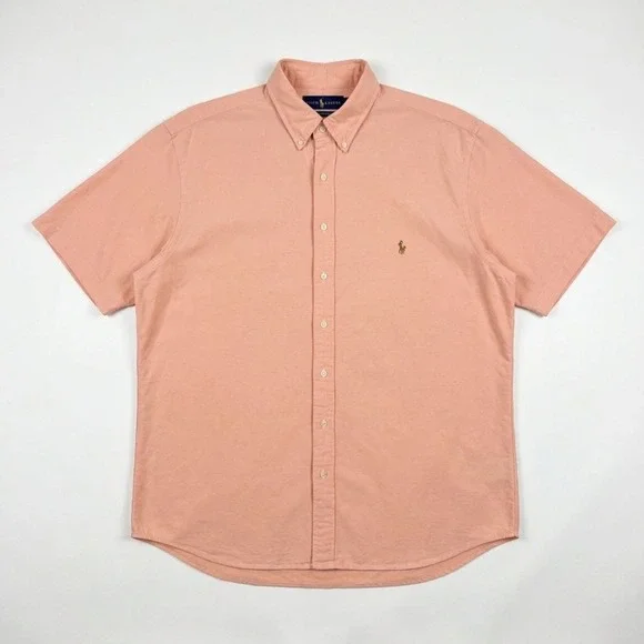 Polo Ralph Lauren Shirt Men 2XB  Salmon Peach Oxford SS Button Down Big
