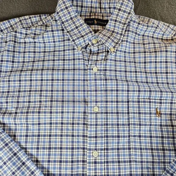 Polo Ralph Lauren Button Down Men's‎ Shirt Size 2XL XXL Blue Plaid