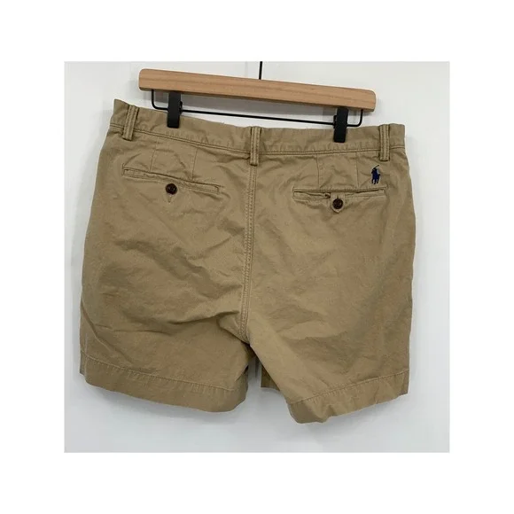 Polo Ralph Lauren Shorts Mens 33 Tan Chino Stretch Classic Fit Flat Front Khaki
