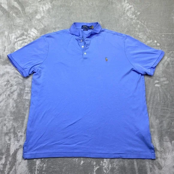 Ralph Lauren Polo Shirt Classic Fit Periwinkle‎ Blue Mens XL Flesh Pony Golf