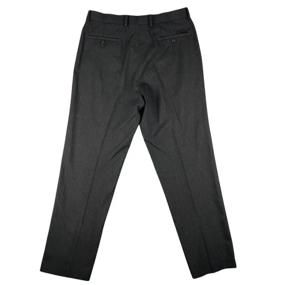 Ralph Lauren Dress Pants Men 34x32 Brown Gray Flat Front Classic Fit Stretch VTG