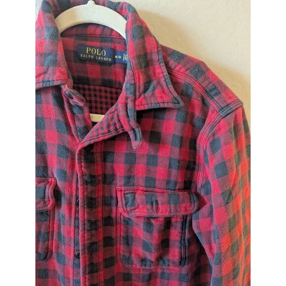 Men's Polo Ralph Lauren Buffalo Plaid Two-Ply Flannel Shirt Sz M Cabincore