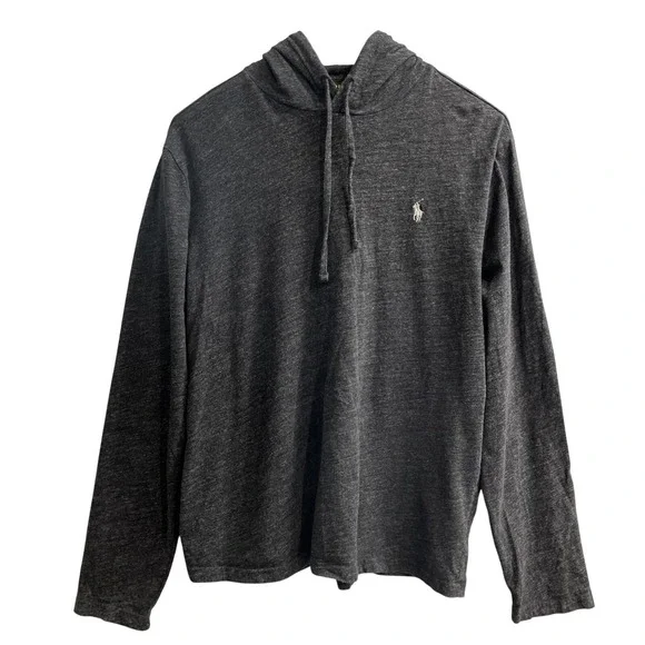 Polo Ralph Lauren Hoodie Mens L Charcoal Gray Pullover Lightweight Preppy Casual