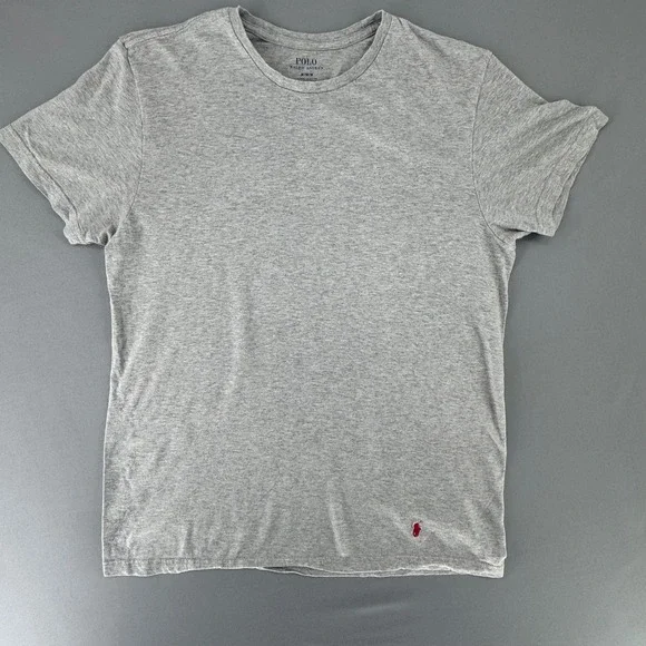 Polo Ralph Lauren Mens Classic Fit Cotton T-Shirt Heather Grey Red Pony Size M