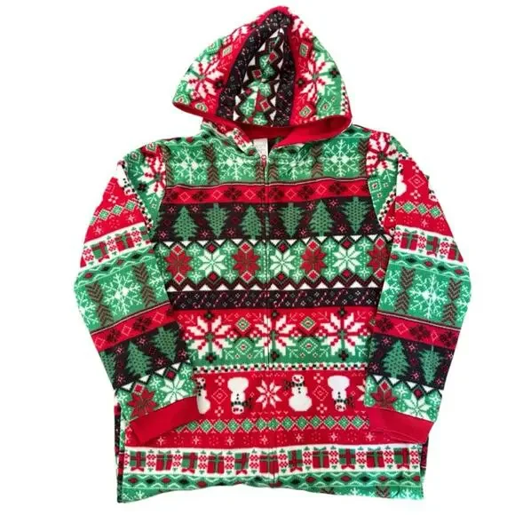 The Children's Place Christmas 1 Piece Hooded Pajamas Red Green Size 16
