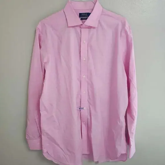 Polo Ralph Lauren Easy Care Cotton Stretch Pink Dress Shirt Men's 17 34/35