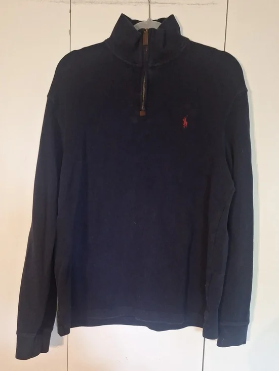 Polo by Ralph Lauren Navy Half-Zip Sweater with Red Pony