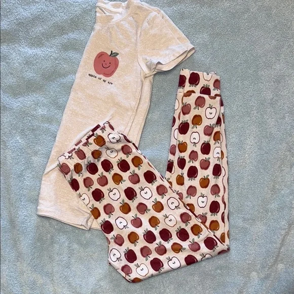 Cute Apple Print Pajama Set