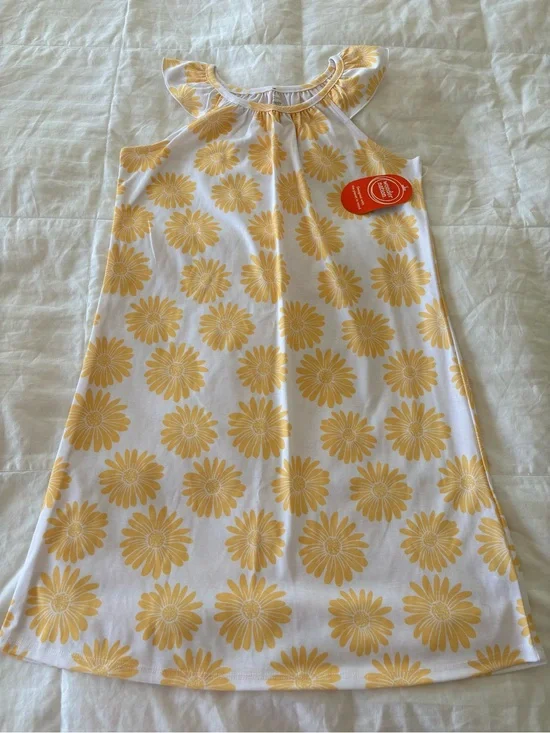 Wonder Nation White Yellow Floral sleep dress pajamas Girls XL 14-16