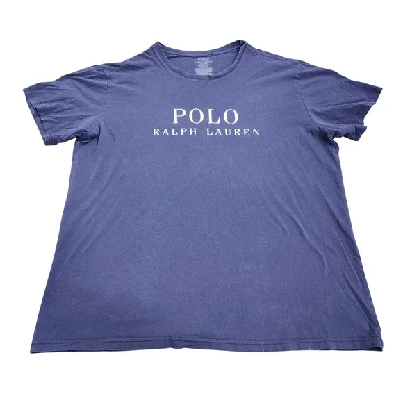 Polo Ralph Lauren Mens Navy Blue Logo Graphic Crewneck Cotton T-Shirt XL