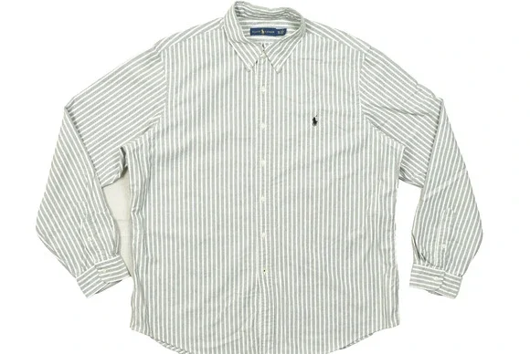 Polo Ralph Lauren Men's Button Down Size XXL 2XL Long Sleeve Pony Striped Office