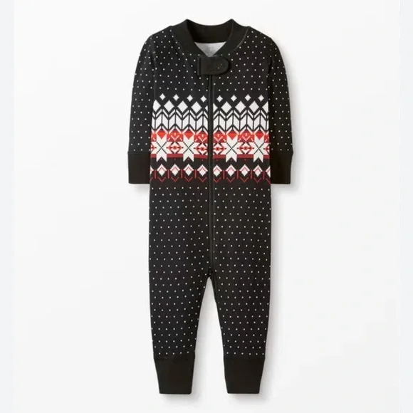 Hanna Andersson Holiday Baby Zip Sleeper Family Heritage‎ Black Red & White NWT