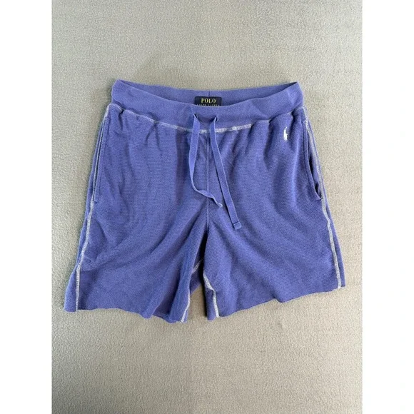 Polo Ralph Lauren Shorts Mens Small Blue Waffle Knit Sweat Lounge Casual