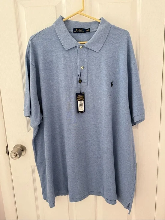 NWT Men's Polo Ralph Lauren Light Blue Polo Short Sleeve Shirt Size 3XB