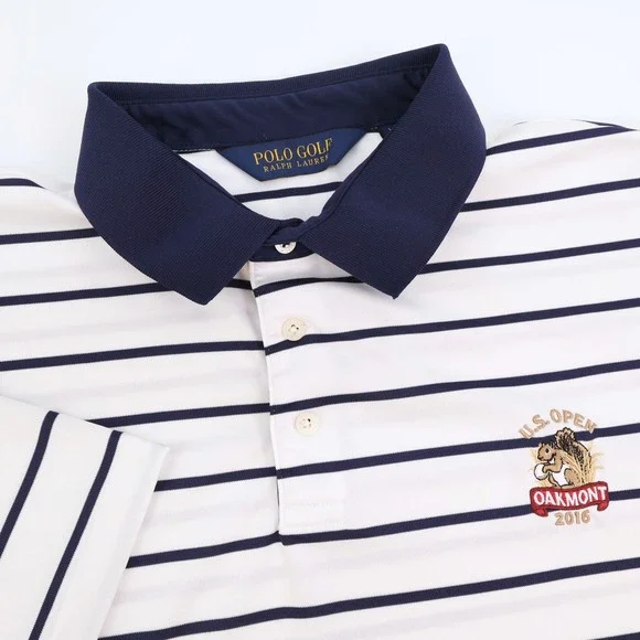 Polo Golf Ralph Lauren U.S.‎ Open Oakmont Striped Golf Performance Polo Shirt XL
