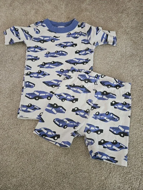 Hanna Andersson short sleeve pajama set, blue cars, 6-7 (120 Cm)