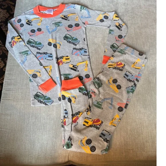 Hanna Andersson Kids‎ Pajamas Size 8 Construction Trucks Print Organic Cotton