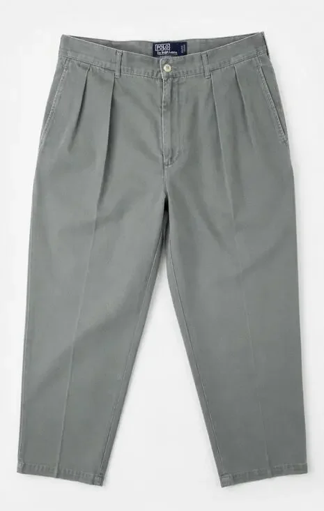 Vintage Polo Ralph Lauren Men’s Classic Cotton Chino Pants Gray Pleated Sz 40/30