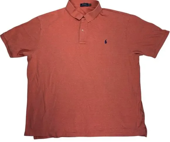 Polo Ralph Lauren Men’s 3XB Orange Polo Shirt Big & Tall Short Sleeve Cotton