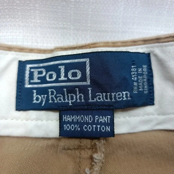 Vintage Polo Ralph Lauren Hammond Corduroy Pants Men‎ 44X34 Tan Pleated Cuffed