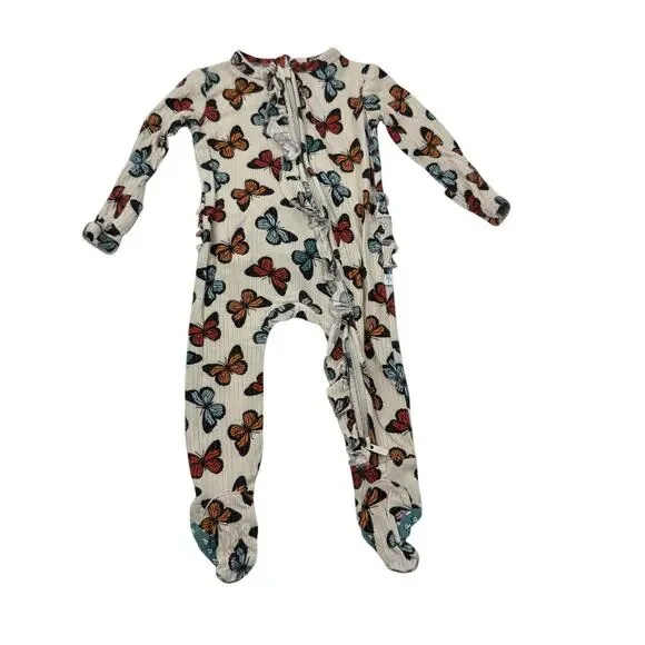 Posh Peanut Ribbed Butterfly Footed Sleeper Pajamas, Size 0/3m