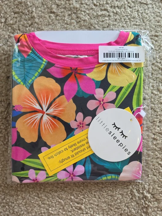 Little Sleepies Jungle Blooms Two Piece Long Sleeve Pajama Set Size 3T