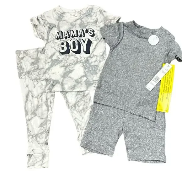 Tahari Boys 4 Pc Pajamas Set Size 12M Grey White NWT