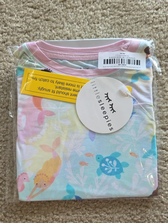 Little Sleepies Mystic Mermaids Two-Piece Pajama Set Size 3T - NEW