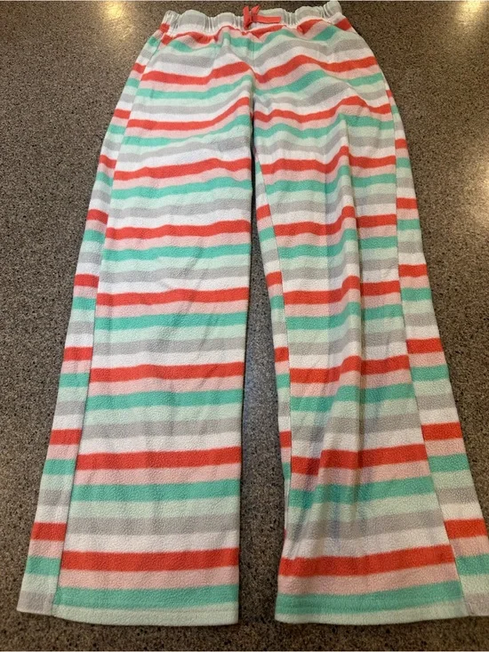 Striped Lounge Pants in Coral, Mint & White
