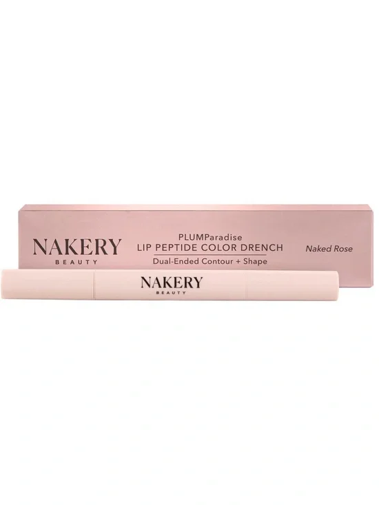 Nakery Beauty PLUMPparadise Lip Peptide Color Drench dual end NAKED ROSE NIB
