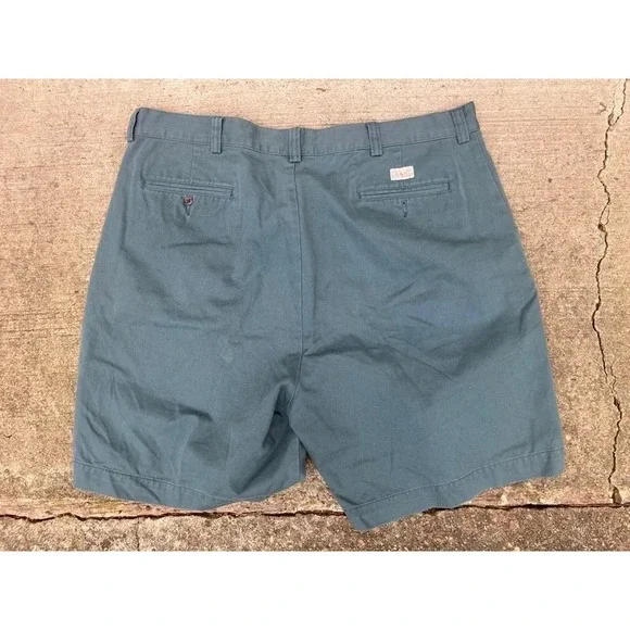 VTG Ralph Lauren USA 38 Olive Green Chino Cargo Shorts Band Adjustable USA Fifa