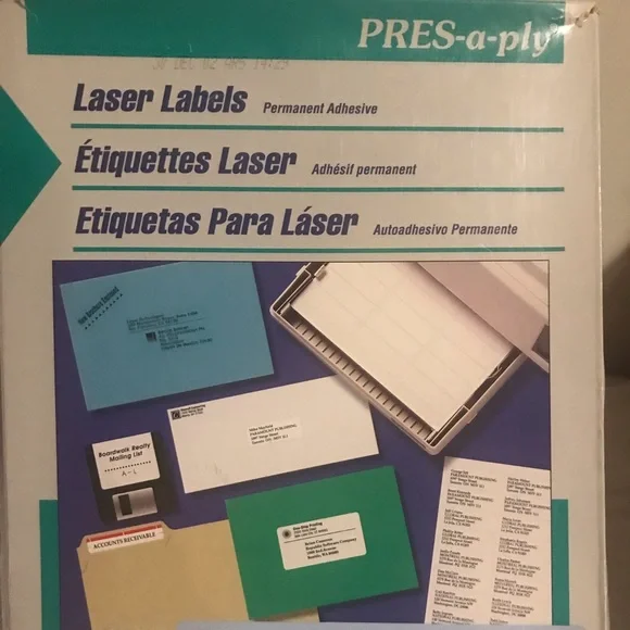 Avery Pres-a-ply 30600 Original White Laser Label 2-5/8”X 1”,10/sheet,1000/pk