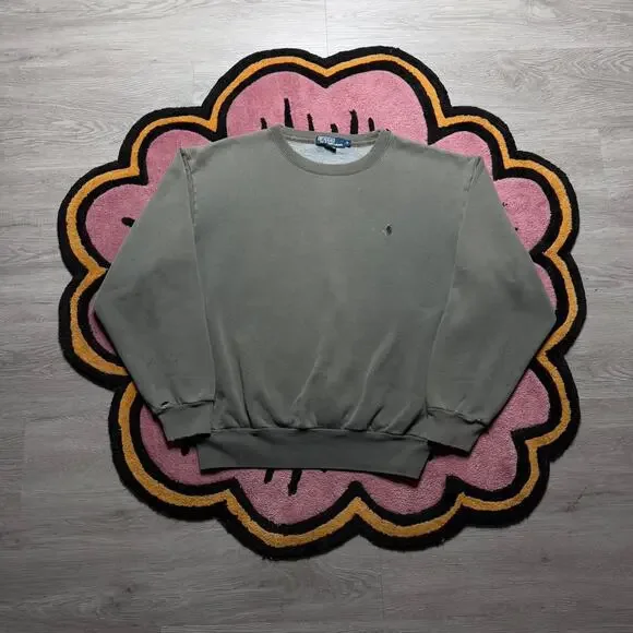 Vintage 90’s Polo Ralph Lauren Distressed Embroidered Logo Sweatshirt Medium
