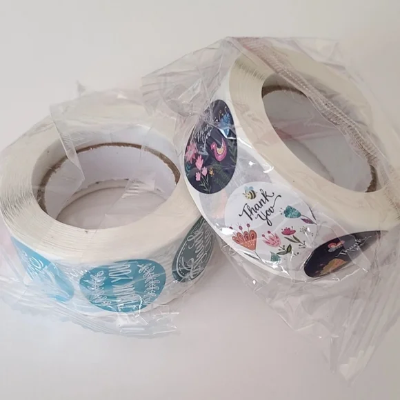 2 rolls/1000 thank you stickers. 1 inch