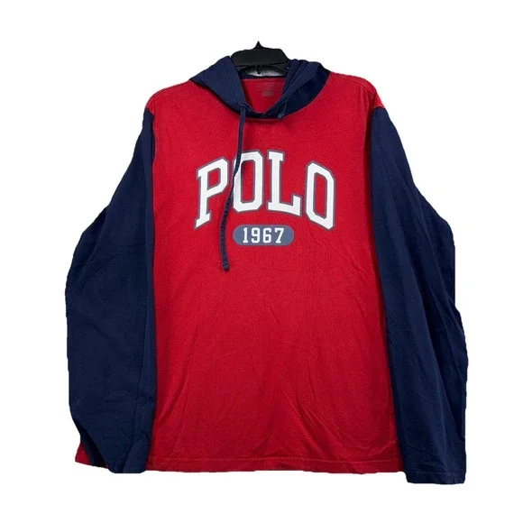 Polo Ralph Lauren 1967 Spell Out USA Colorblock Lightweight Hoodie‎ Size Large