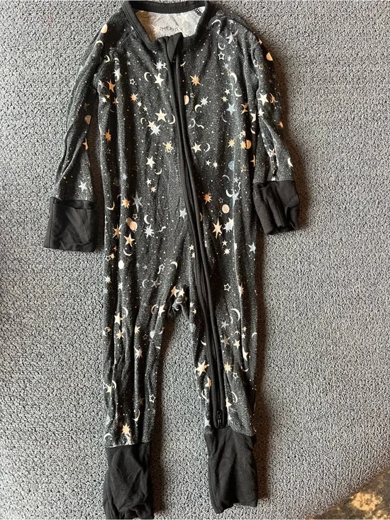 Little Sleepies Black Celestial Stars & Moons One-Piece Pajamas