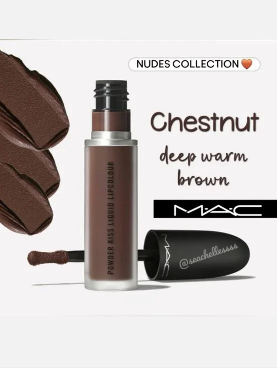 MAC Cosmetics Powder Kiss Liquid Lipsticl Chestnut Warm Brown Brand New In Box