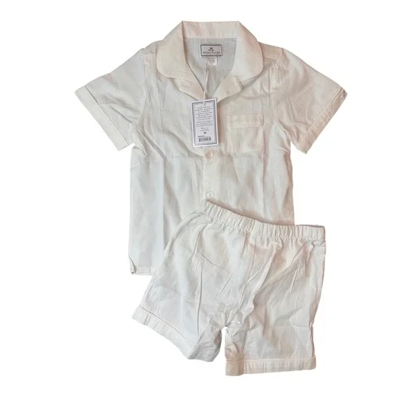 Petite Plume Kids Classic White Short Set Brushed Cotton Pajamas SSSWW104 Size 4