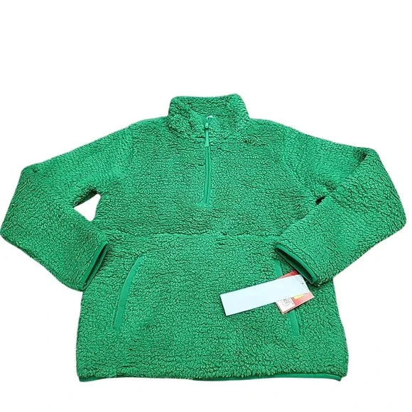 Kids Boys Girls Long Sleeve Sherpa Lounge Pullover Top X-Large Size 14 Green