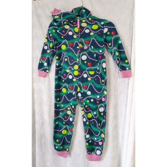 Youth Girl's Cat & Jack Hooded Christmas Pajamas - Size XS (4-5)