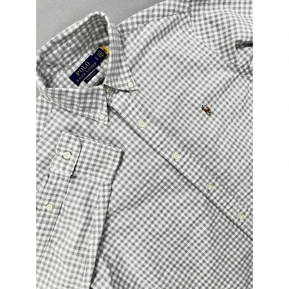 Polo Ralph Lauren Pony Classic Long Sleeve Gingham Plaid Oxford Shirt Small