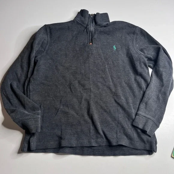 Polo Ralph Lauren Mens Quarter Zip Pullover‎ Sweater Charcoal Gray Pony Logo M