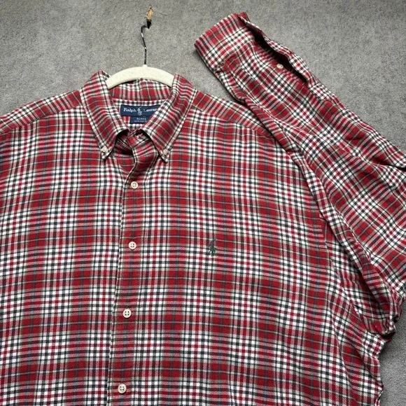 Polo Ralph Lauren Blake Shirt XL Red Plaid Long Sleeve Button Down Classic Fit‎