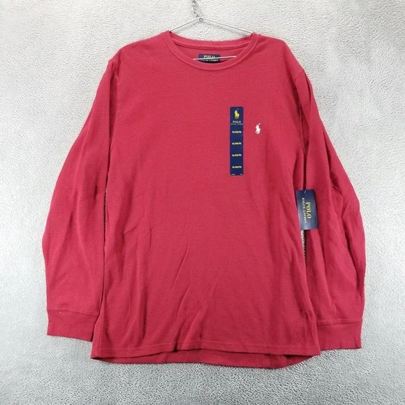 Polo Ralph Lauren Pajama Top Mens XL Red Thermal Sleepwear Crew Neck Long Sleeve
