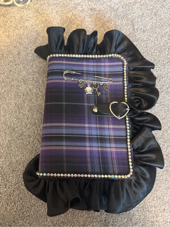 Ruffled Plaid Journal with Heart Lock and Charms