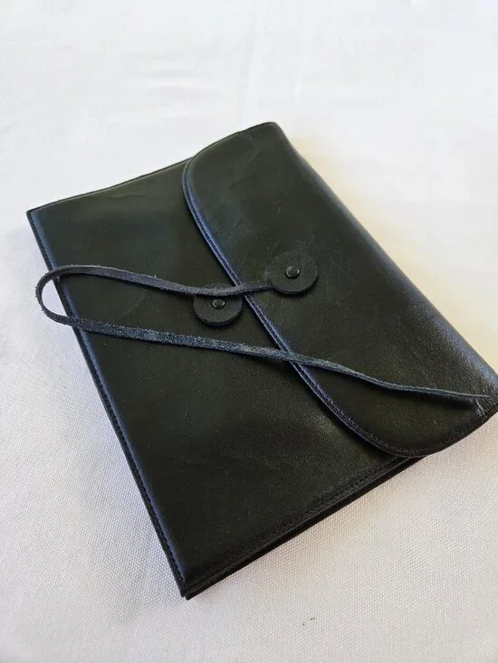Punctuate Brand Black Leather Folio Pouch Folder