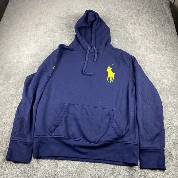 Polo Ralph Lauren Pony Fleece Hoodie Navy Mens Medium‎ Blue Long Sleeve