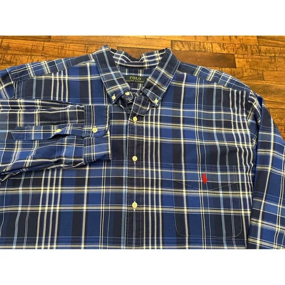 NWT $138 Polo Ralph Lauren Mens 3XB Pony Plaid‎ Oxford Button Down Shirt Big