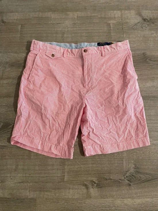 Polo Ralph Lauren Men's Classic Pink & White Striped Seersucker Shorts - Sz 36