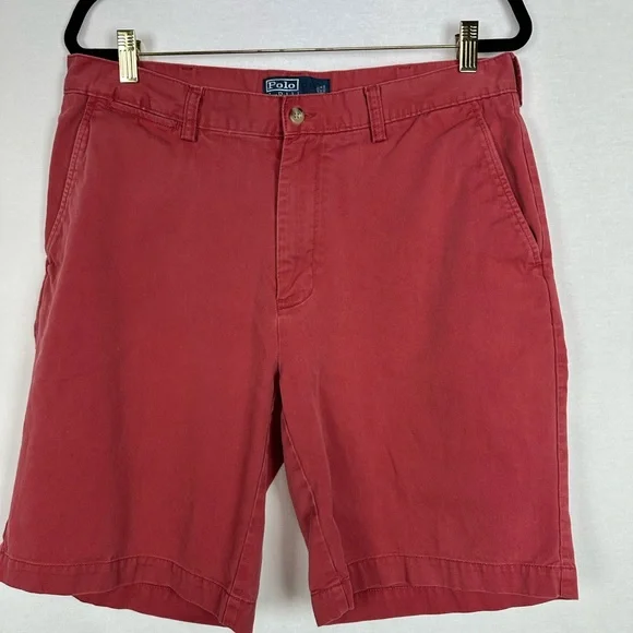 Polo Ralph Lauren Classic Chino Shorts Men’s 34 Flat Front Broken In Red‎ Flaw